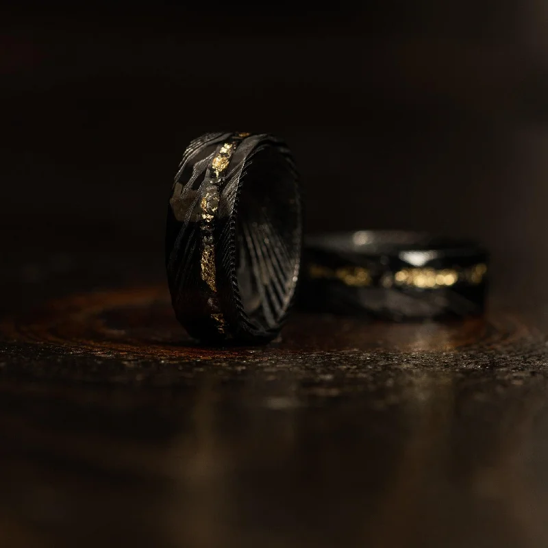 Your Dream Jewelry At Dream Prices – Shop Now Black Hammered Flat "Poseidon" Meteorite/Gold Leaf Inlay- Steel Ring Your Dream Jewelry At Dream Prices – Shop Now Black Hammered Flat "Poseidon" Meteorite/Gold Leaf Inlay- Steel Ring