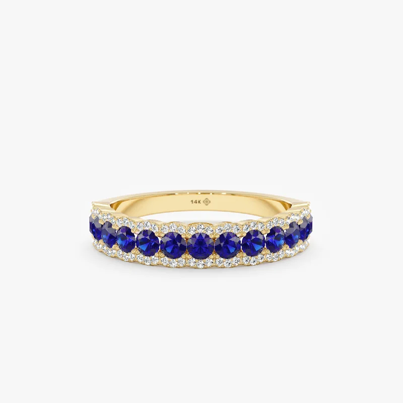 Discounted Jewelry For A Glamorous Look Blue Sapphire Diamond Half-Eternity Ring, Azulik Discounted Jewelry For A Glamorous Look Blue Sapphire Diamond Half-Eternity Ring, Azulik