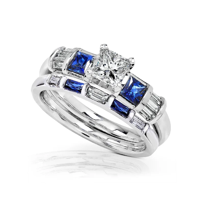 Elegant Designs, Unbeatable Discounts – Shop Jewelry Now Princess Diamond & Blue Sapphire Bridal Elegant Designs, Unbeatable Discounts – Shop Jewelry Now Princess Diamond & Blue Sapphire Bridal