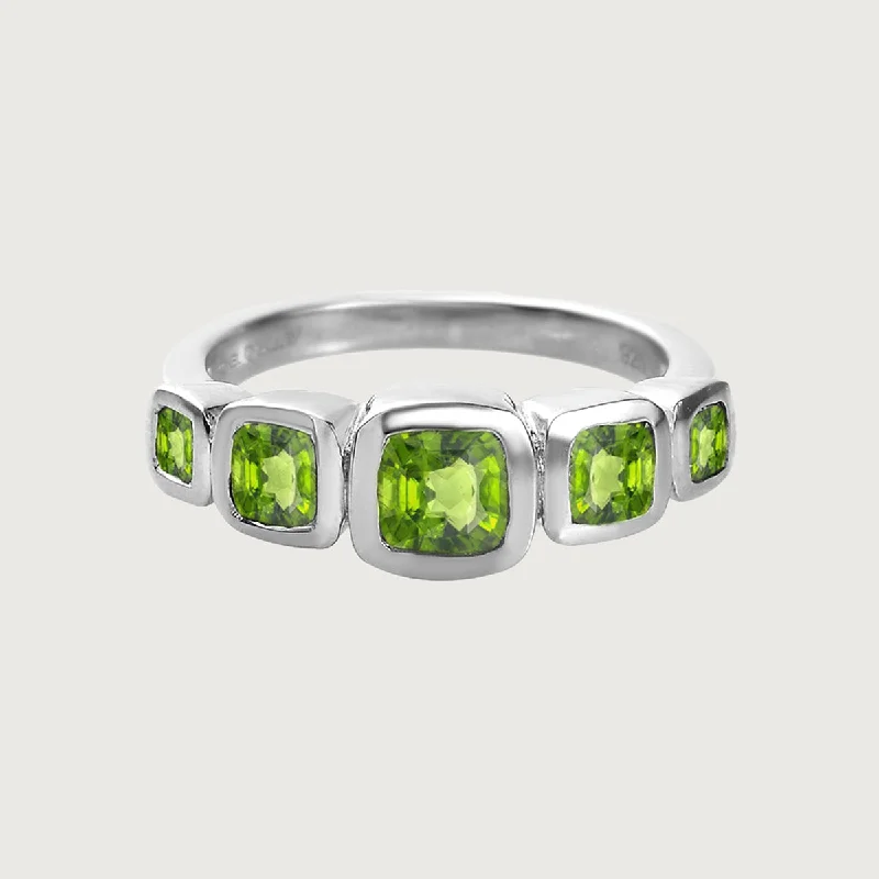 Candy Peridot 5 Stone Ring