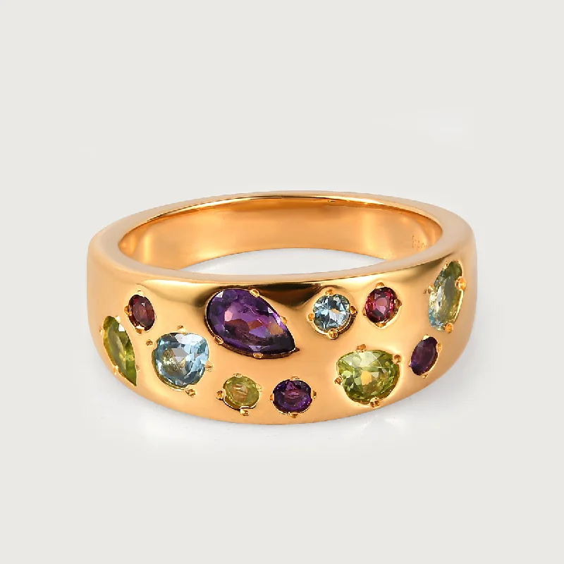 Affordable Gold-Plated Jewelry For Modern Fashion Candy Wide Band Ring