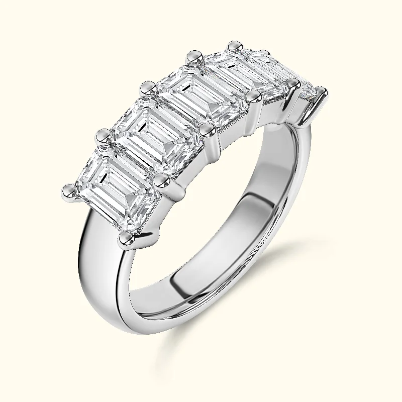 Shop Dazzling Jewelry With Special Promotional Discounts 'Clara' 5 Stone 3.00ct Emerald Diamond Wedding Band Shop Dazzling Jewelry With Special Promotional Discounts 'Clara' 5 Stone 3.00ct Emerald Diamond Wedding Band
