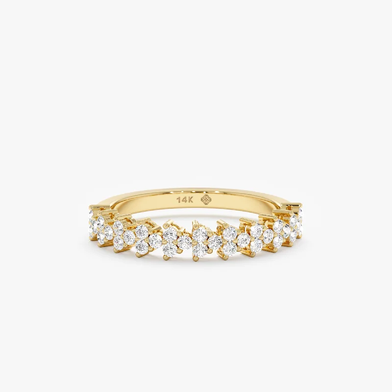 Classic And Modern Jewelry Styles On Sale Cluster Diamond Half Eternity Ring, Quinn Classic And Modern Jewelry Styles On Sale Cluster Diamond Half Eternity Ring, Quinn