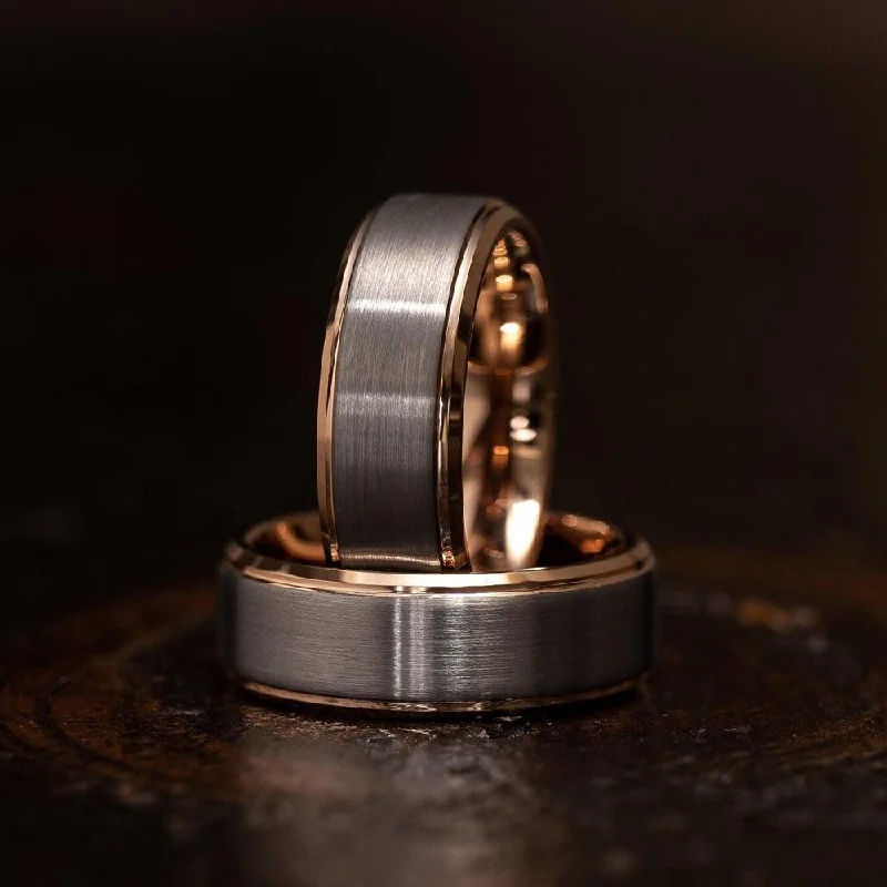 Dazzling Deals On Necklaces, Bracelets, And More "Apollo" Tungsten Carbide Ring- White Gold w/ Rose Gold Strip- 8mm Dazzling Deals On Necklaces, Bracelets, And More "Apollo" Tungsten Carbide Ring- White Gold w/ Rose Gold Strip- 8mm