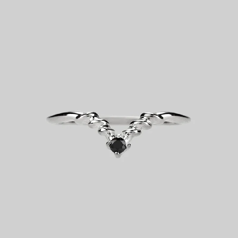 Waterproof Stainless Steel Jewelry For Lasting Beauty CUPID. Black Spinel Chevron Silver Ring Waterproof Stainless Steel Jewelry For Lasting Beauty CUPID. Black Spinel Chevron Silver Ring