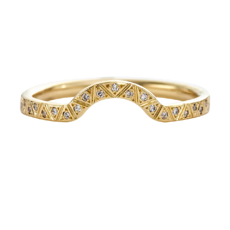 Trending Jewelry Styles Now At Limited-Time Discounts Curved Eternity Ring with Engraved Geometric Pattern Trending Jewelry Styles Now At Limited-Time Discounts Curved Eternity Ring with Engraved Geometric Pattern