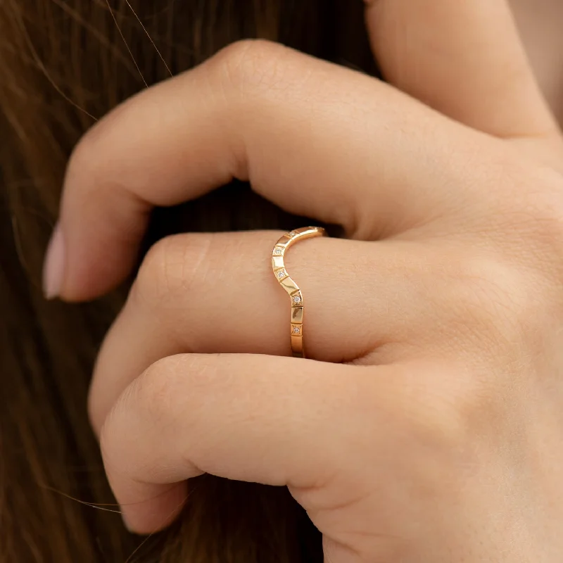 Modern Jewelry At Exclusive Discounts – Shop Today Curved Wedding Band with Brilliant Diamonds Modern Jewelry At Exclusive Discounts – Shop Today Curved Wedding Band with Brilliant Diamonds