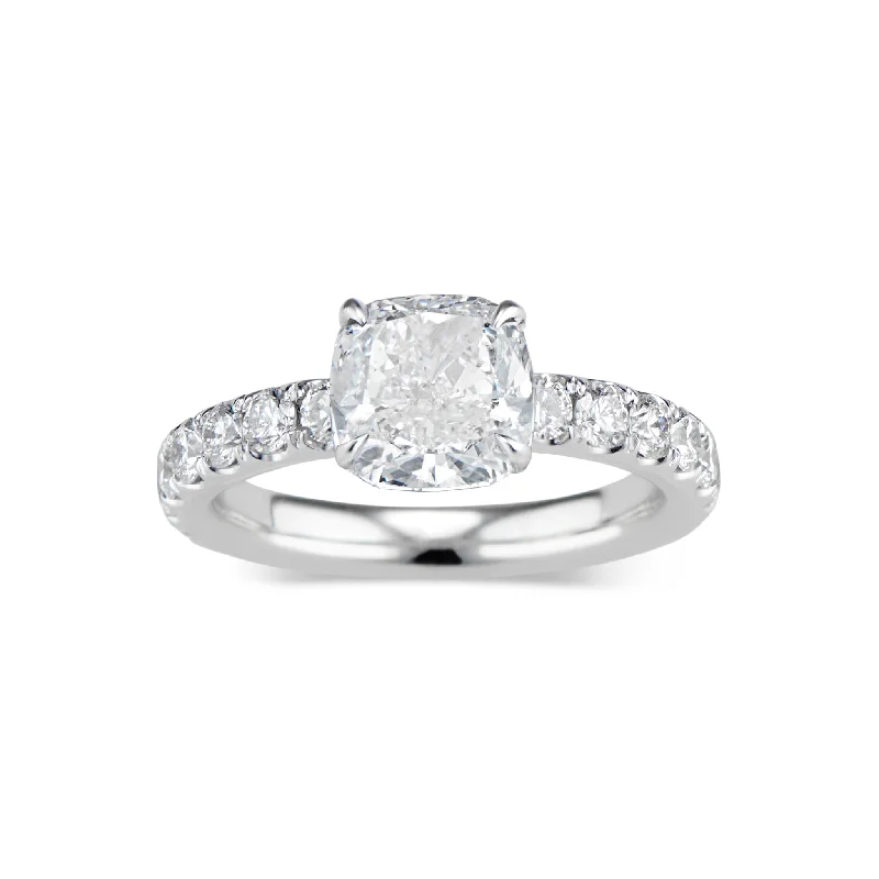 Fashion-Forward Jewelry At Exclusive Discounts Cushion Diamond Engagement Ring with Diamond Shank