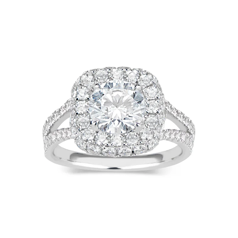 Shop Modern Jewelry Collections With Exclusive Discounts Cushion Double Edge Halo Diamond Engagement Ring with Split Shank Shop Modern Jewelry Collections With Exclusive Discounts Cushion Double Edge Halo Diamond Engagement Ring with Split Shank
