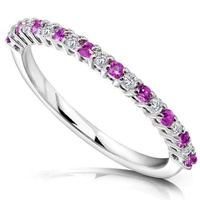 Fine Jewelry, Limited-Time Offers Available Alternating Pink Sapphire White Diamond Gold Band (1/4ct TCW) Fine Jewelry, Limited-Time Offers Available Alternating Pink Sapphire White Diamond Gold Band (1/4ct TCW)
