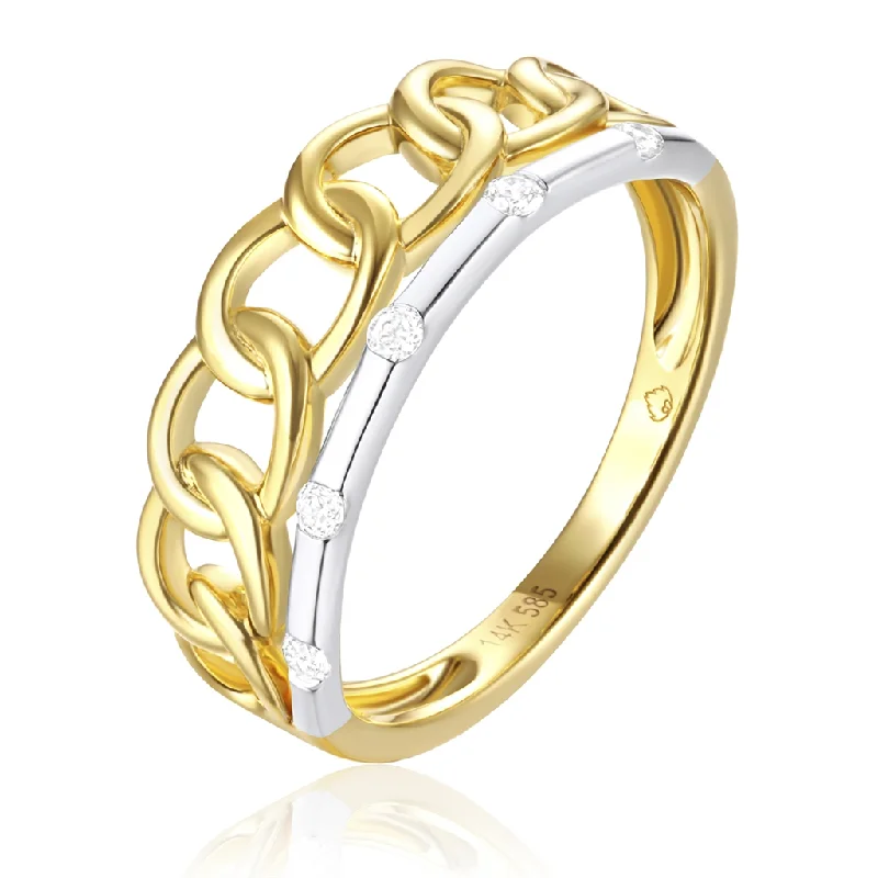 Seasonal Jewelry Clearance – Best Styles At The Lowest Prices 14K Yellow And White Gold Bar And Chain Diamond Ring Seasonal Jewelry Clearance – Best Styles At The Lowest Prices 14K Yellow And White Gold Bar And Chain Diamond Ring