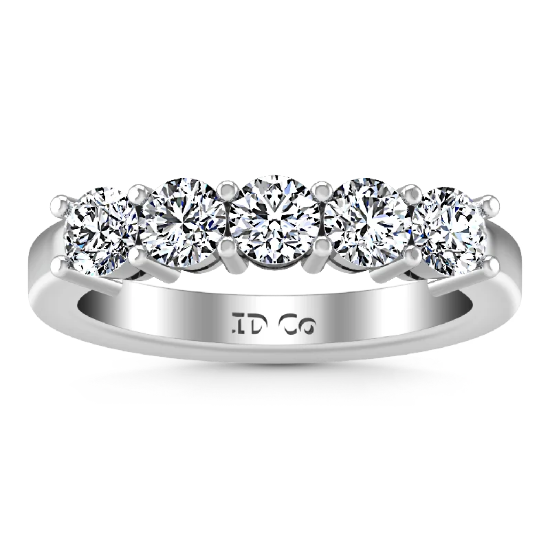 Diamond Wedding Band Journey 0.35 Cts 14K White Gold