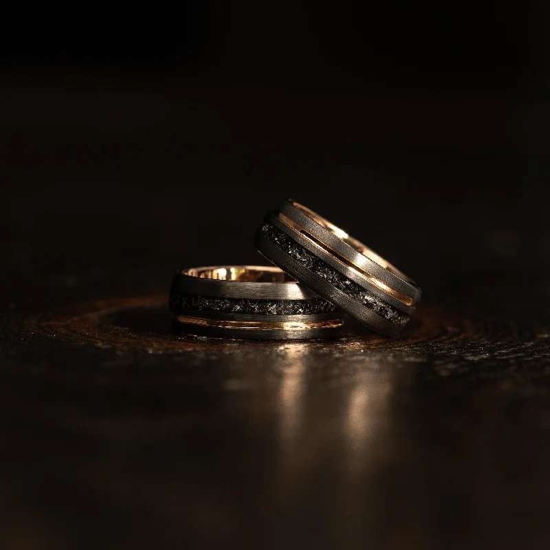 Jewelry Clearance – Final Chance To Save Big "Dionysus" Meteorite Gunmetal/Rose Gold Tungsten Ring Jewelry Clearance – Final Chance To Save Big "Dionysus" Meteorite Gunmetal/Rose Gold Tungsten Ring