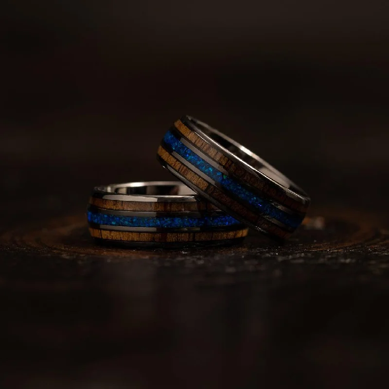 Timeless Elegance Now At Special Discounts "Dionysus" Whisky Barrel x Blue Opal Gunmetal Tungsten Ring Timeless Elegance Now At Special Discounts "Dionysus" Whisky Barrel x Blue Opal Gunmetal Tungsten Ring