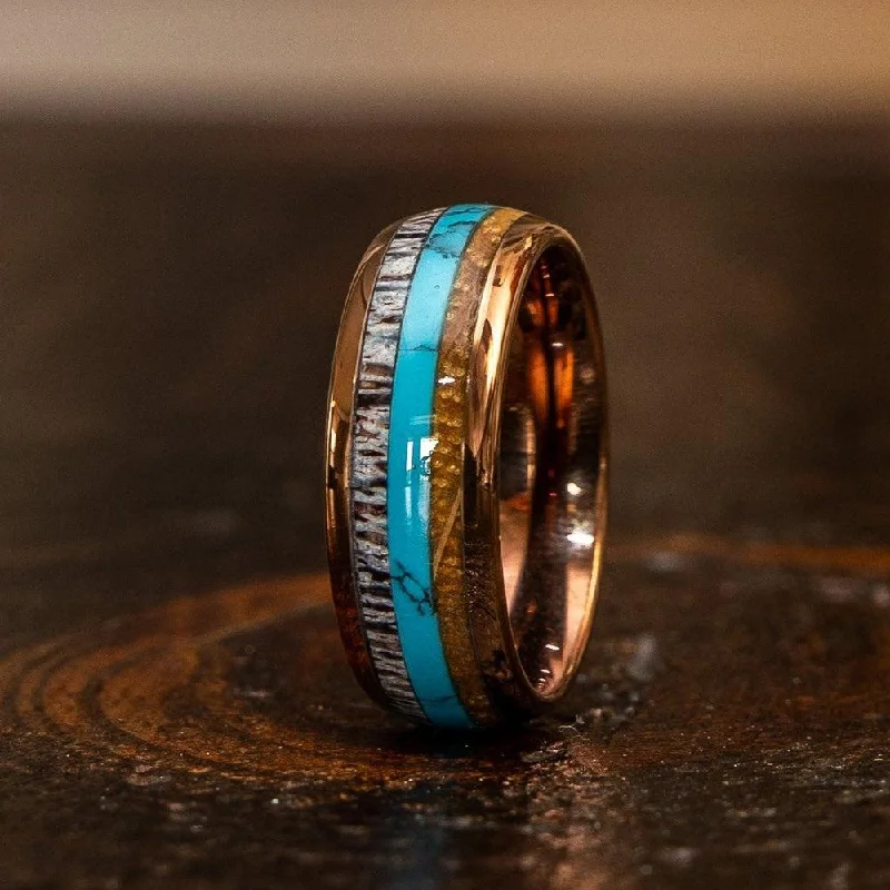 Luxury Jewelry Sale – Sparkle For Less "Dionysus" Whisky Barrel x Turquoise x Naturally Shed Antler Rose Gold Ring- Domed Luxury Jewelry Sale – Sparkle For Less "Dionysus" Whisky Barrel x Turquoise x Naturally Shed Antler Rose Gold Ring- Domed