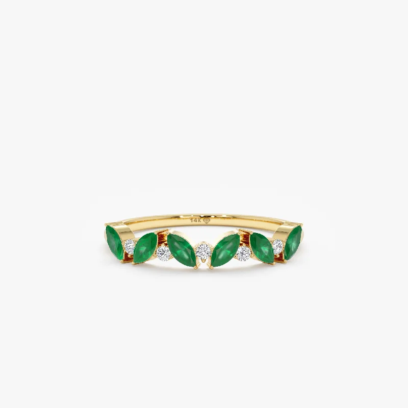 Emerald and Diamond Half Eternity Ring, Cruz