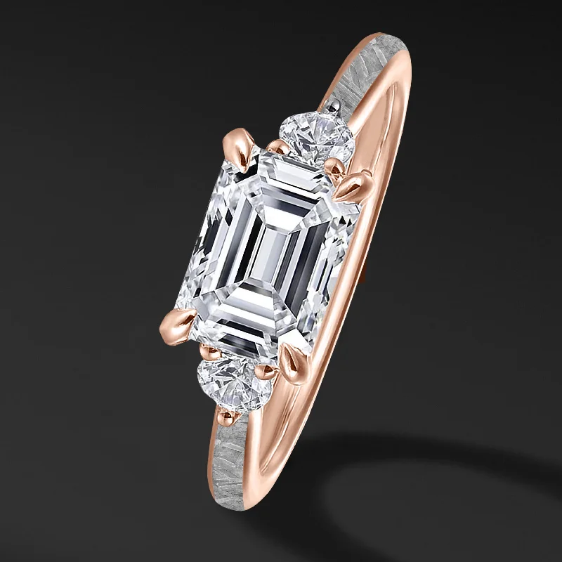 Grab Your Dream Jewelry At The Lowest Prices CELESTIAL GRACE | EMERALD-CUT DIAMOND ENGAGEMENT RING FOR HER IN 14K GOLD WITH NATURAL METEORITE BAND Grab Your Dream Jewelry At The Lowest Prices CELESTIAL GRACE | EMERALD-CUT DIAMOND ENGAGEMENT RING FOR HER IN 14K GOLD WITH NATURAL METEORITE BAND