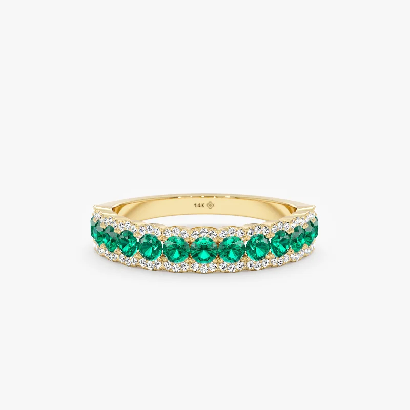 Emerald Diamond Half Eternity Ring, Zelena