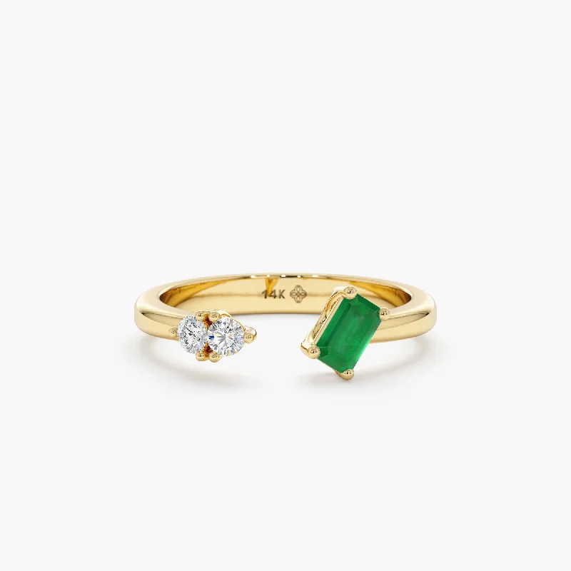 Timeless Beauty, Unbeatable Deals – Jewelry Sale On Emerald Diamond Open Ring, Nora