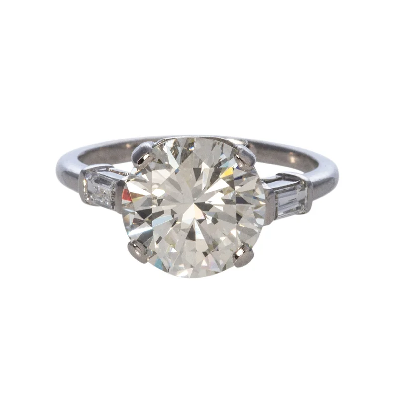Everyday Jewelry Essentials Now On Sale Estate 3.18ct Round Brilliant & .22ct Baguette Side Diamond Platinum Ring Everyday Jewelry Essentials Now On Sale Estate 3.18ct Round Brilliant & .22ct Baguette Side Diamond Platinum Ring