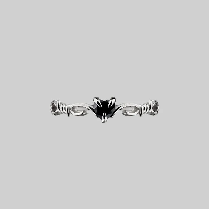 Sparkle For Less – Shop Our Limited-Time Jewelry Deals FATAL. Barbed Wire & Black Spinel Heart Ring - Silver Sparkle For Less – Shop Our Limited-Time Jewelry Deals FATAL. Barbed Wire & Black Spinel Heart Ring - Silver