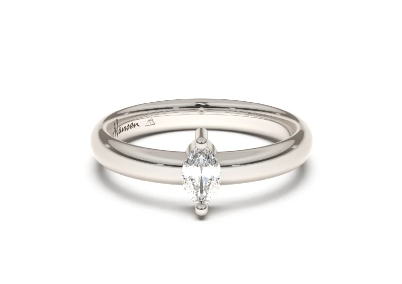 Marquise Classic Slim Engagement Ring, White Gold & Platinum