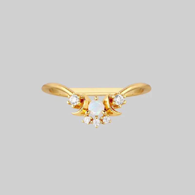 Sparkle On A Budget – Fine Jewelry For Less MOONLIGHT. Opal Chevron Ring - Gold