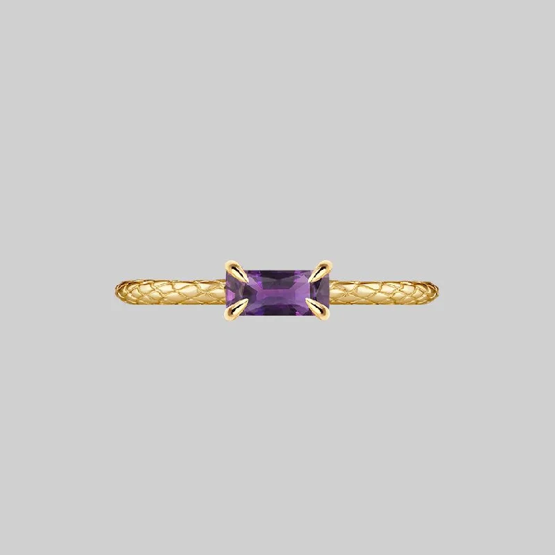 Timeless Elegance, Temporary Discounts – Act Fast NYMPH. Amethyst Snake Skin Ring - Gold Timeless Elegance, Temporary Discounts – Act Fast NYMPH. Amethyst Snake Skin Ring - Gold