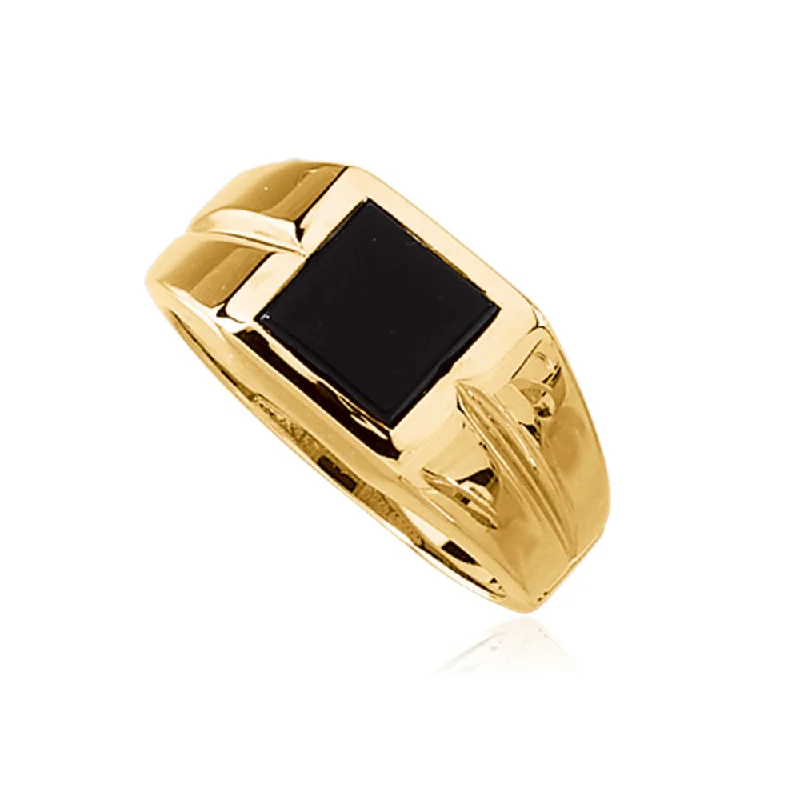 Timeless Beauty, Unbeatable Deals – Jewelry Sale On 14K Yellow Gold Square Top Tapered Ring with Black Onyx Timeless Beauty, Unbeatable Deals – Jewelry Sale On 14K Yellow Gold Square Top Tapered Ring with Black Onyx