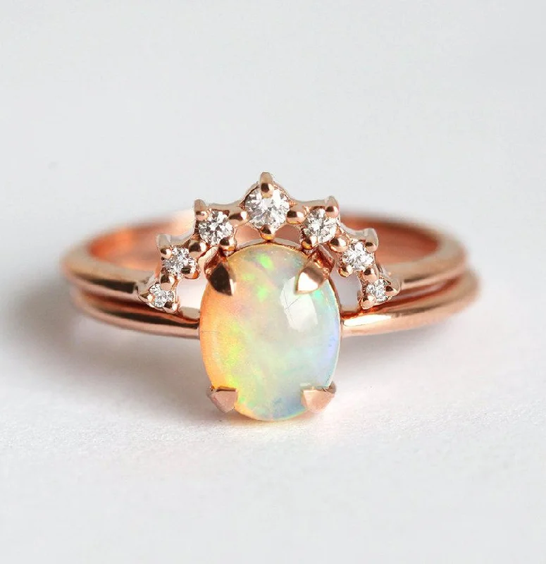 Elegant Jewelry Pieces At Unbelievable Prices Natalie Australian Opal And Diamond Ring Set Elegant Jewelry Pieces At Unbelievable Prices Natalie Australian Opal And Diamond Ring Set