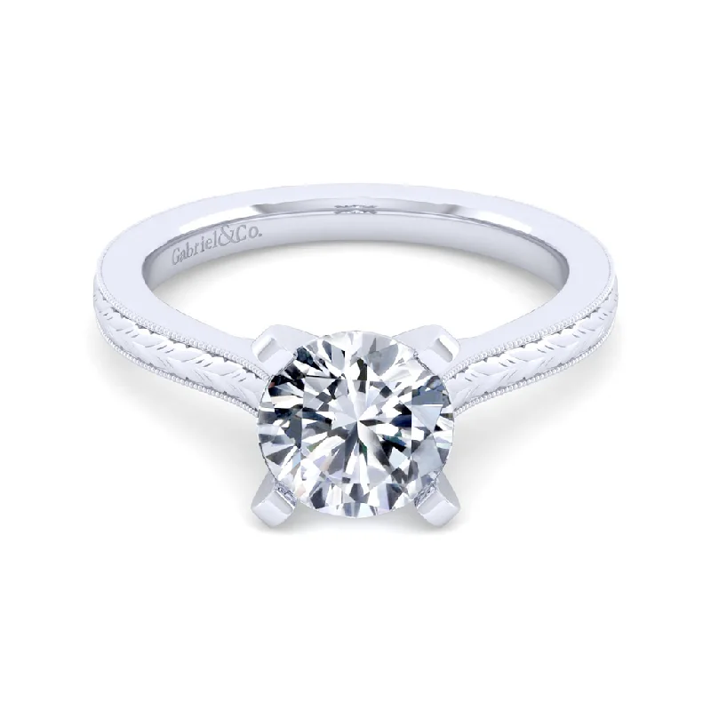 Affordable Glamour – Premium Jewelry For Less Platinum 'Alma' Vintage Inspired Solitaire Engagement Ring