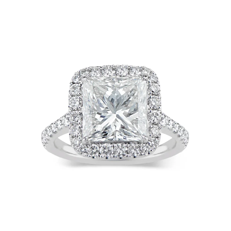 Princess-Cut Diamond Halo Engagement Ring