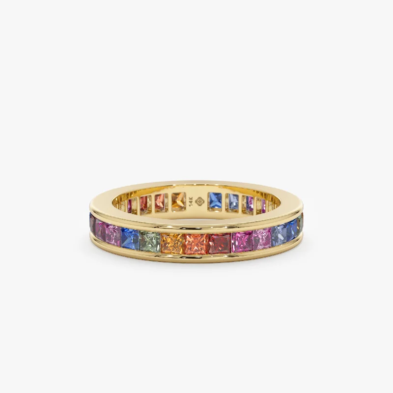 High-Quality Jewelry At A Fraction Of The Cost Rainbow Sapphire Eternity Ring, River High-Quality Jewelry At A Fraction Of The Cost Rainbow Sapphire Eternity Ring, River