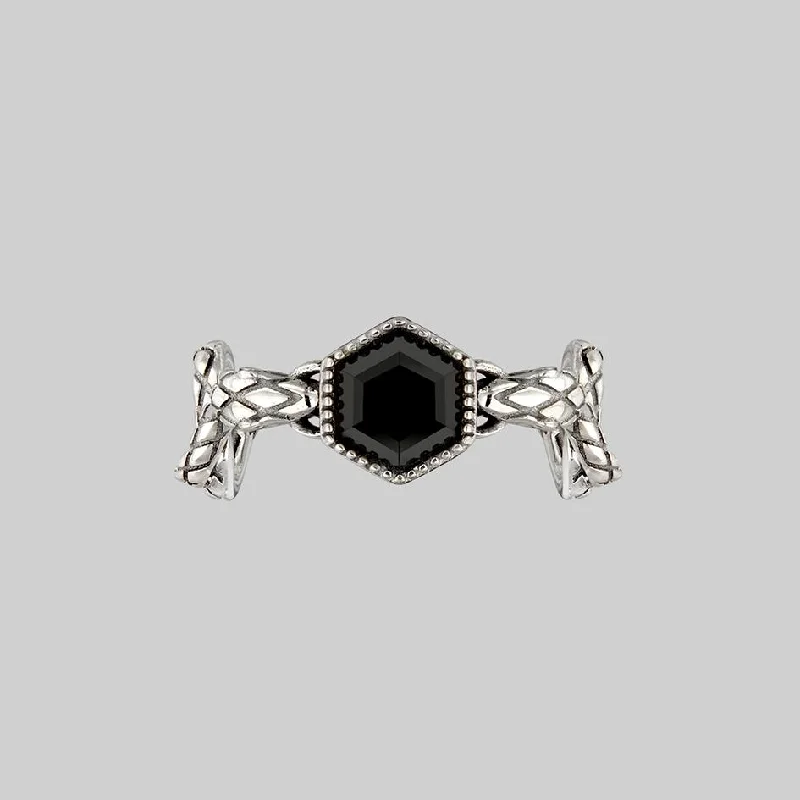 Must-Have Jewelry Pieces At Reduced Prices RELINQUISH. Snakes & Onyx Ring - Silver