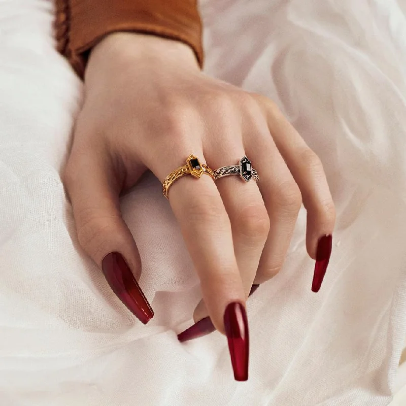 Jewelry Deals That Sparkle – Shop Today RENOUNCE. Ornate Gothic Onyx Ring - Gold