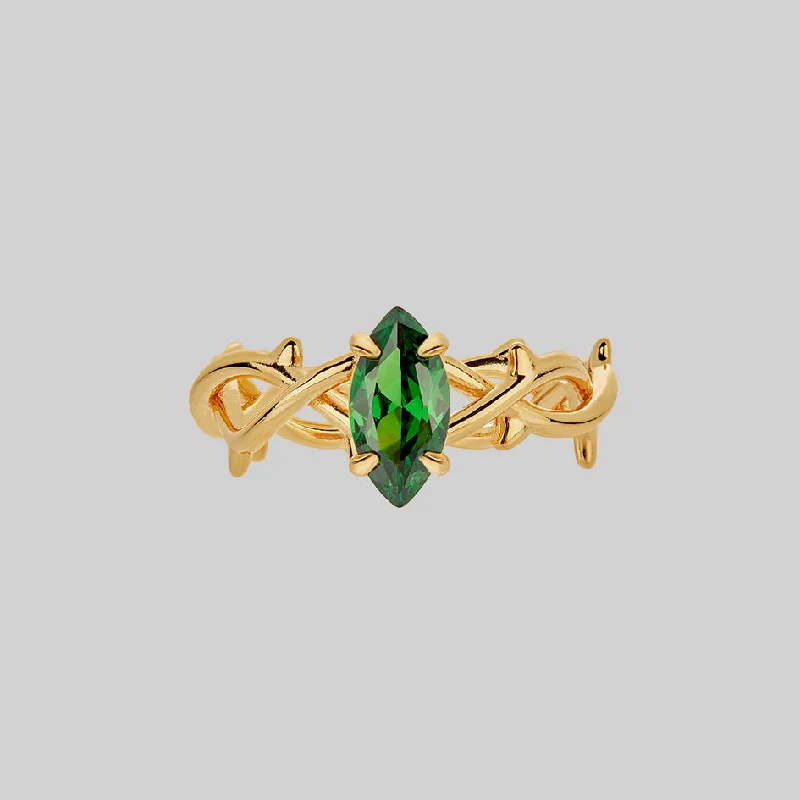 Shop Fine Jewelry With Exclusive Savings REVIVAL. Green CZ Thorn Band Ring - Gold