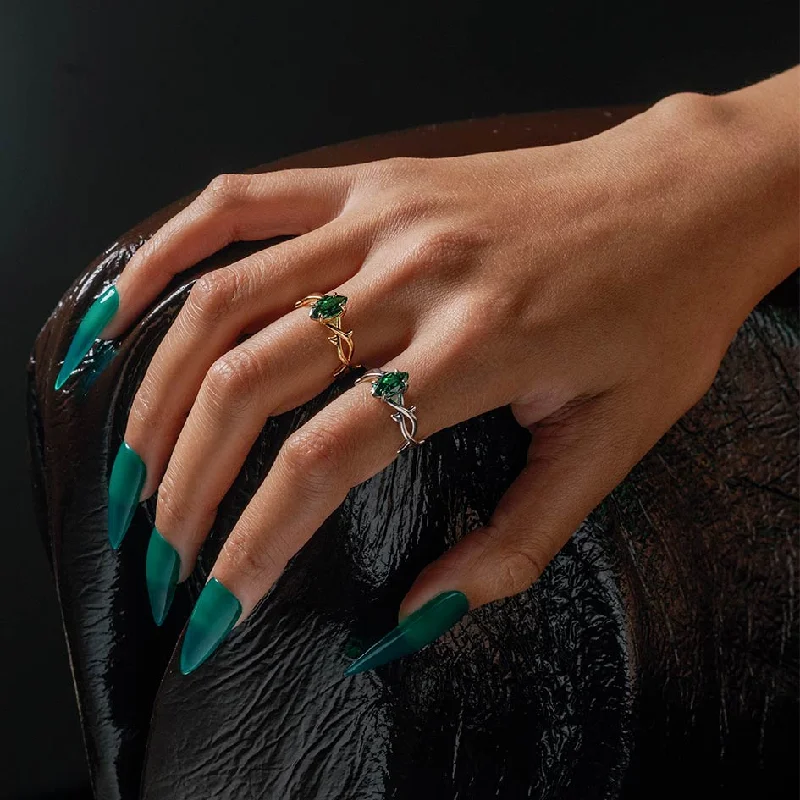 Luxury Meets Affordability – Jewelry Sale Now Live REVIVAL. Green CZ Thorn Band Ring - Silver
