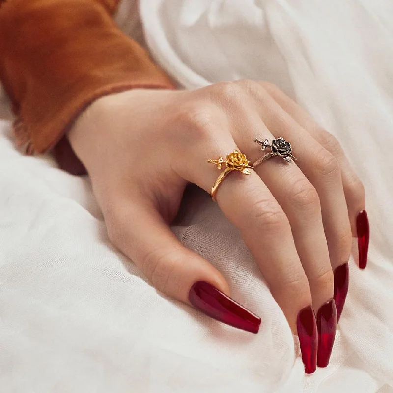 Exclusive Jewelry Markdowns – Limited-Time Offer RHAPSODY. Dagger Through Rose Ring - Silver Exclusive Jewelry Markdowns – Limited-Time Offer RHAPSODY. Dagger Through Rose Ring - Silver