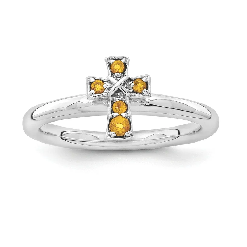 Elegant Jewelry, Exclusive Prices – Shop Now Rhodium Plated Sterling Silver Stackable Citrine 9mm Cross Ring Elegant Jewelry, Exclusive Prices – Shop Now Rhodium Plated Sterling Silver Stackable Citrine 9mm Cross Ring
