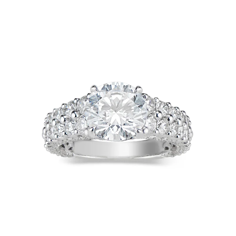 Unique Jewelry For Less – Shop The Sale Now Round Diamond Engagement Ring with Double Diamond Band Unique Jewelry For Less – Shop The Sale Now Round Diamond Engagement Ring with Double Diamond Band