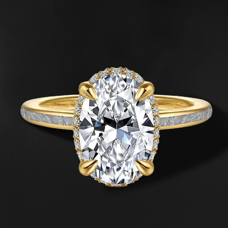 Premium Jewelry Now Available At Special Discounts New sky 14K GOLD & meteorite ENGAGEMENT RING | NATURAL METEORITE WITH OVAL-CUT moissanite Premium Jewelry Now Available At Special Discounts New sky 14K GOLD & meteorite ENGAGEMENT RING | NATURAL METEORITE WITH OVAL-CUT moissanite