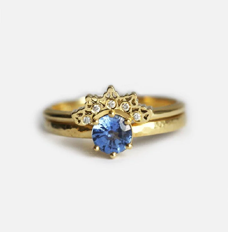 Sapphire Ring Set, Solitaire Engagement Ring