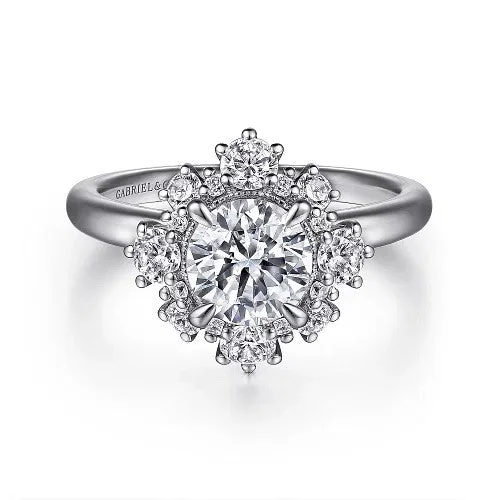 Final Call – Shop Exquisite Jewelry Before It's Gone Saralynn - 14K White Gold Bursting Halo Round Diamond Engagement Ring (Setting Only)