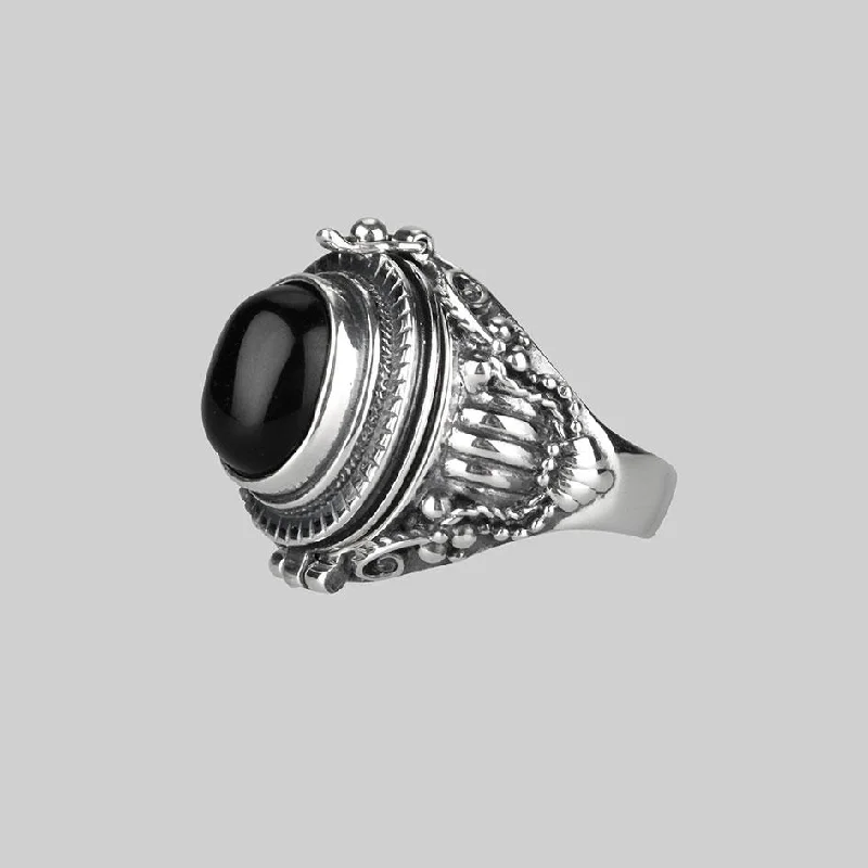 Luxury Jewelry Now At Special Promotional Rates SAROS. Silver Poison Trinket Ring - Onyx Luxury Jewelry Now At Special Promotional Rates SAROS. Silver Poison Trinket Ring - Onyx