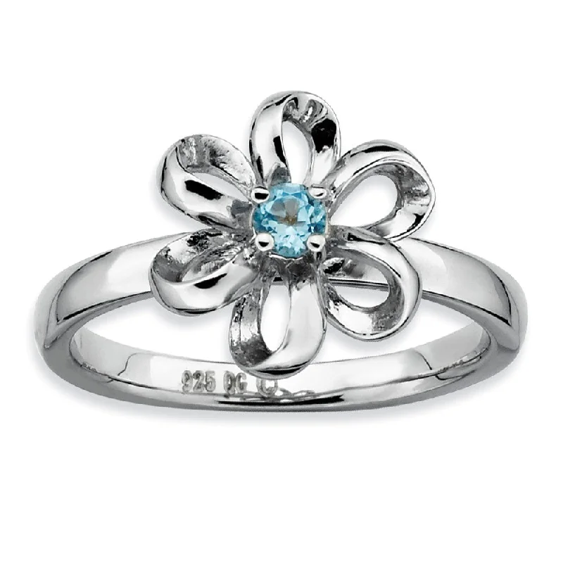 The Ultimate Jewelry Sale – Exclusive Styles At Great Prices Silver Stackable 12mm 1/10 Carat Blue Topaz Flower Ring The Ultimate Jewelry Sale – Exclusive Styles At Great Prices Silver Stackable 12mm 1/10 Carat Blue Topaz Flower Ring