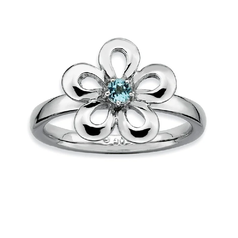 Bold And Beautiful Jewelry Now At Irresistible Prices Silver Stackable 13mm 1/10 Carat Blue Topaz Flower Ring Bold And Beautiful Jewelry Now At Irresistible Prices Silver Stackable 13mm 1/10 Carat Blue Topaz Flower Ring