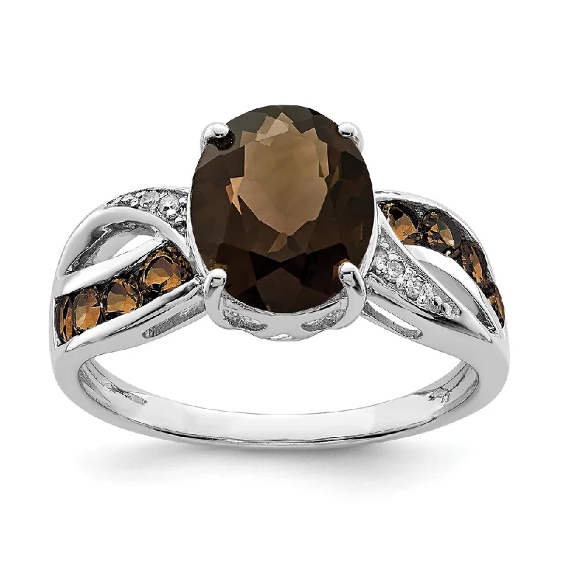 Big Discounts On Elegant Jewelry Collections Smoky Quartz & .02 Ctw Diamond Split Shank Sterling Silver Ring Big Discounts On Elegant Jewelry Collections Smoky Quartz & .02 Ctw Diamond Split Shank Sterling Silver Ring