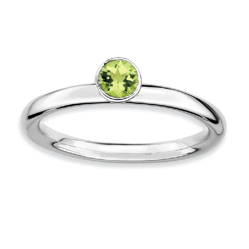 Premium Diamond Jewelry For Unforgettable Moments Stackable High Profile 4mm Peridot Silver Ring Premium Diamond Jewelry For Unforgettable Moments Stackable High Profile 4mm Peridot Silver Ring