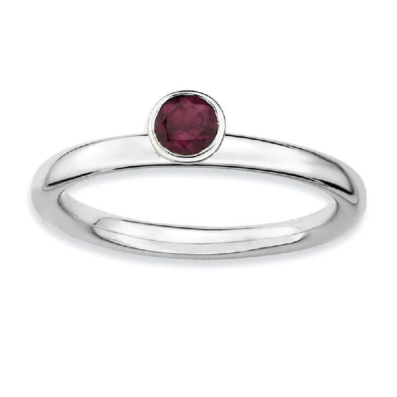 Chic And Stylish Jewelry At Discounted Prices Stackable High Profile 4mm Rhodolite Garnet Silver Ring Chic And Stylish Jewelry At Discounted Prices Stackable High Profile 4mm Rhodolite Garnet Silver Ring