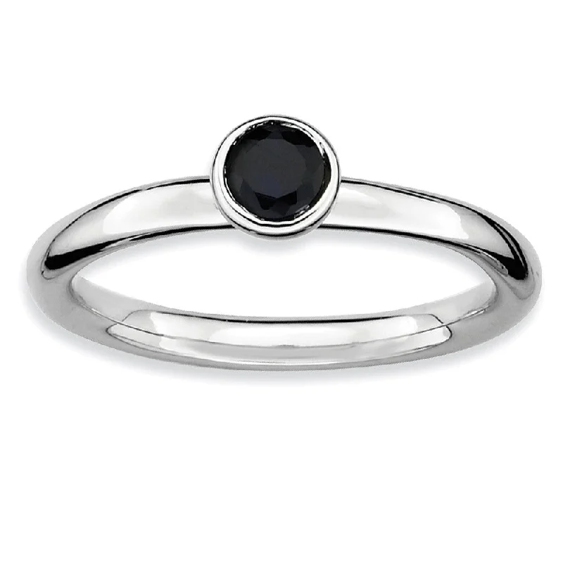 Fashion-Forward Geometric Jewelry For Contemporary Style Stackable Low Profile 4mm Created Sapphire Silver Ring Fashion-Forward Geometric Jewelry For Contemporary Style Stackable Low Profile 4mm Created Sapphire Silver Ring